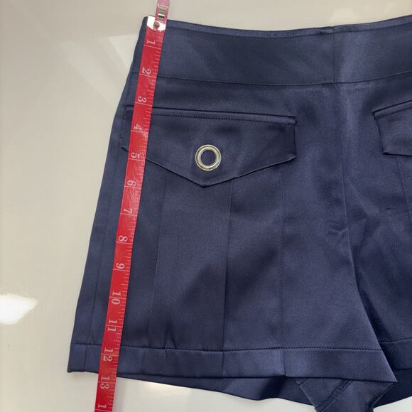 Womens ZARA Shorts Trafaluc Collection Silky Satin Navy Blue Sz Sm Romantic Goth - Picture 8 of 10